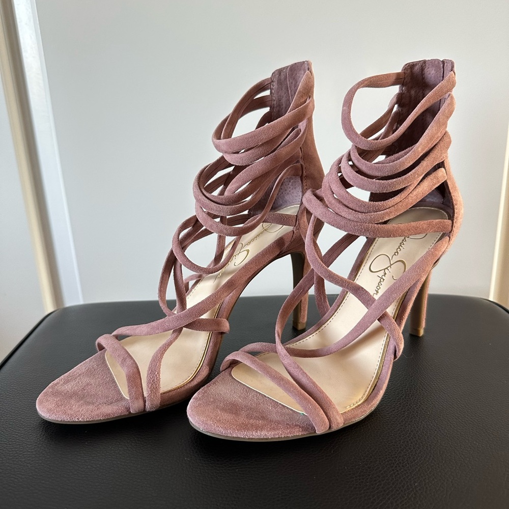 NEW Jessica Simpson suede mauve strappy heel